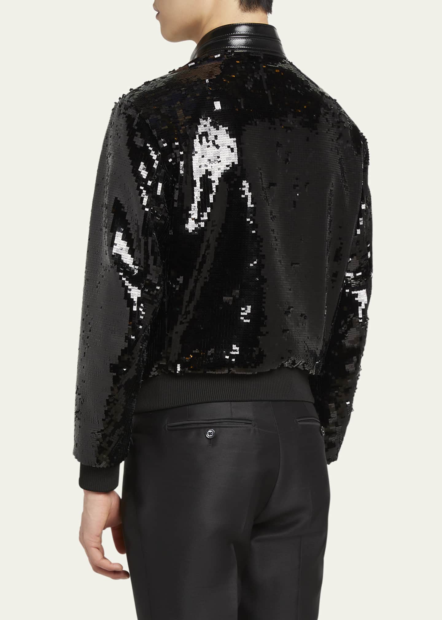 TOM FORD Men's Sequin Embroidered Biker Blouson Jacket Image 3 of 5