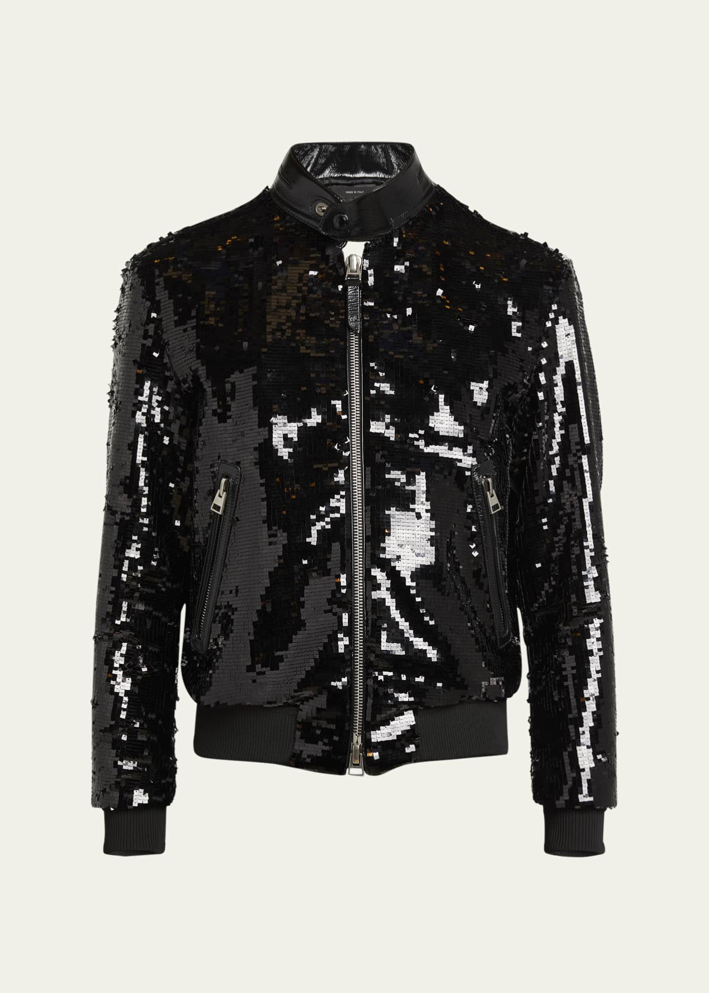 TOM FORD Men's Sequin Embroidered Biker Blouson Jacket Image 1 of 5