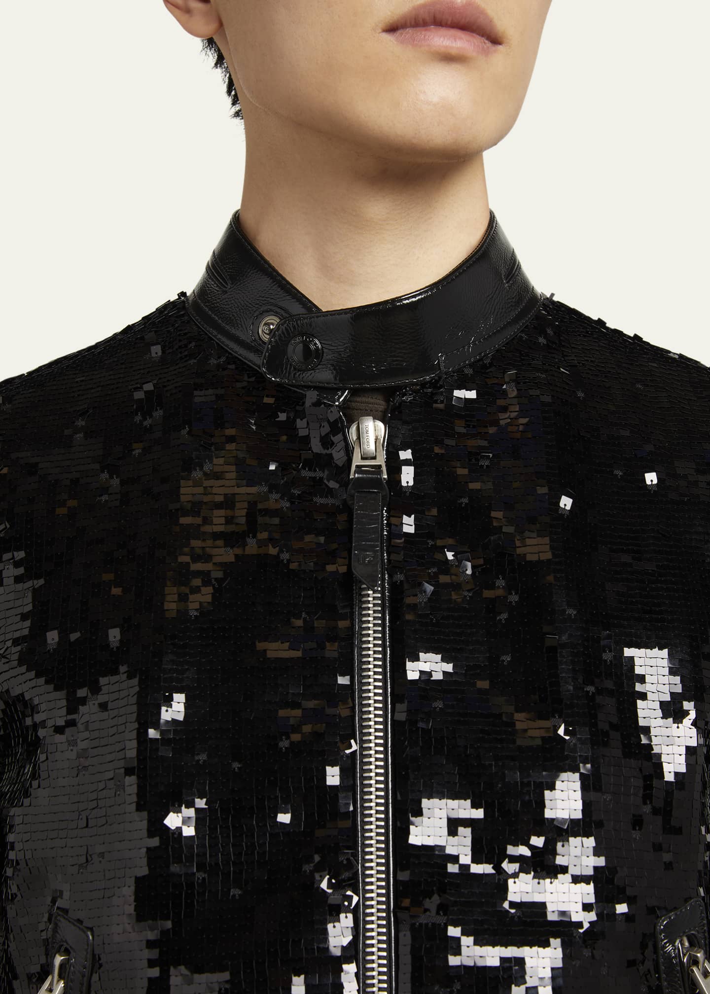 TOM FORD Men's Sequin Embroidered Biker Blouson Jacket Image 5 of 5