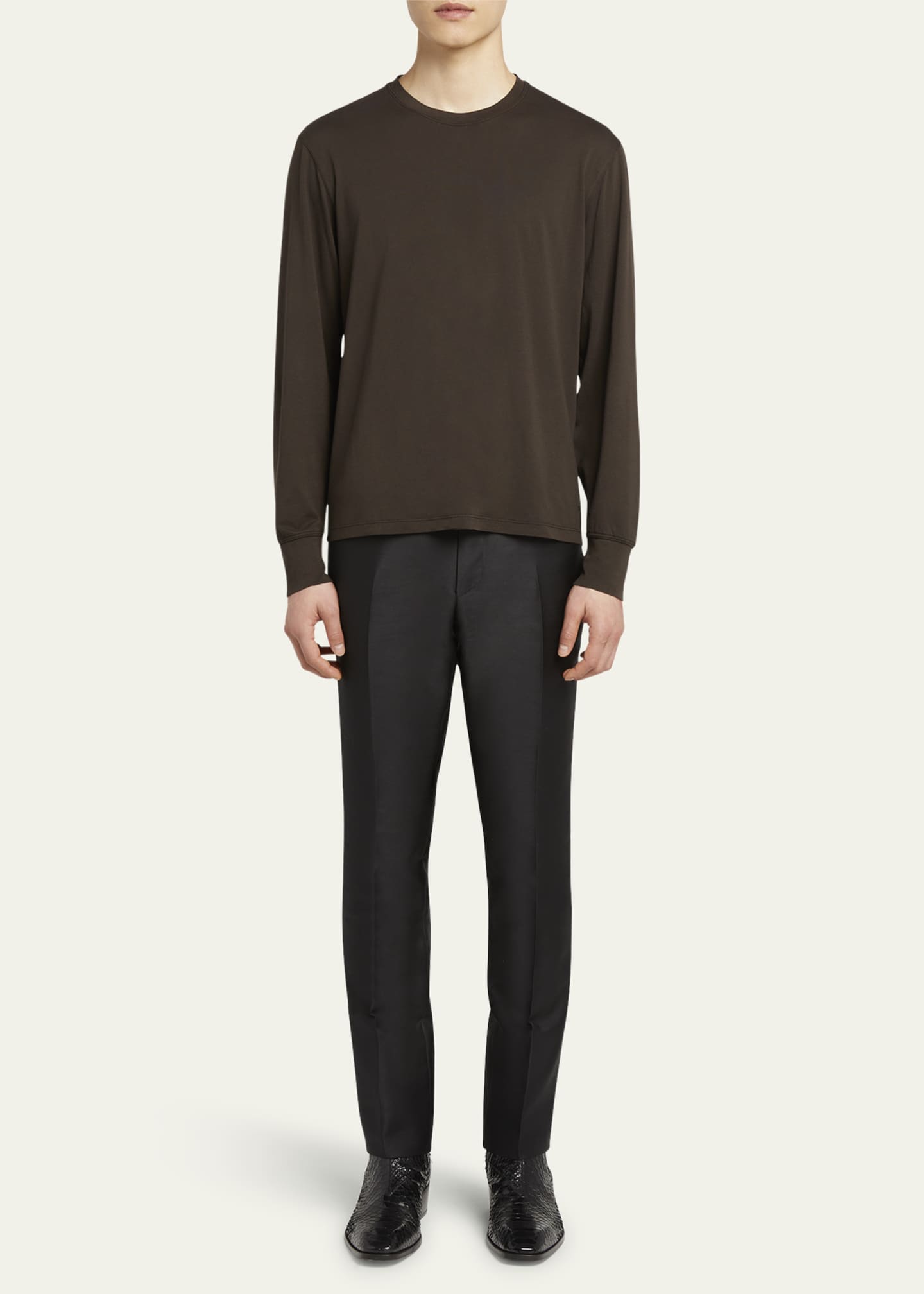 TOM FORD Men's Lyocell-Cotton Crewneck T-Shirt Image 2 of 5