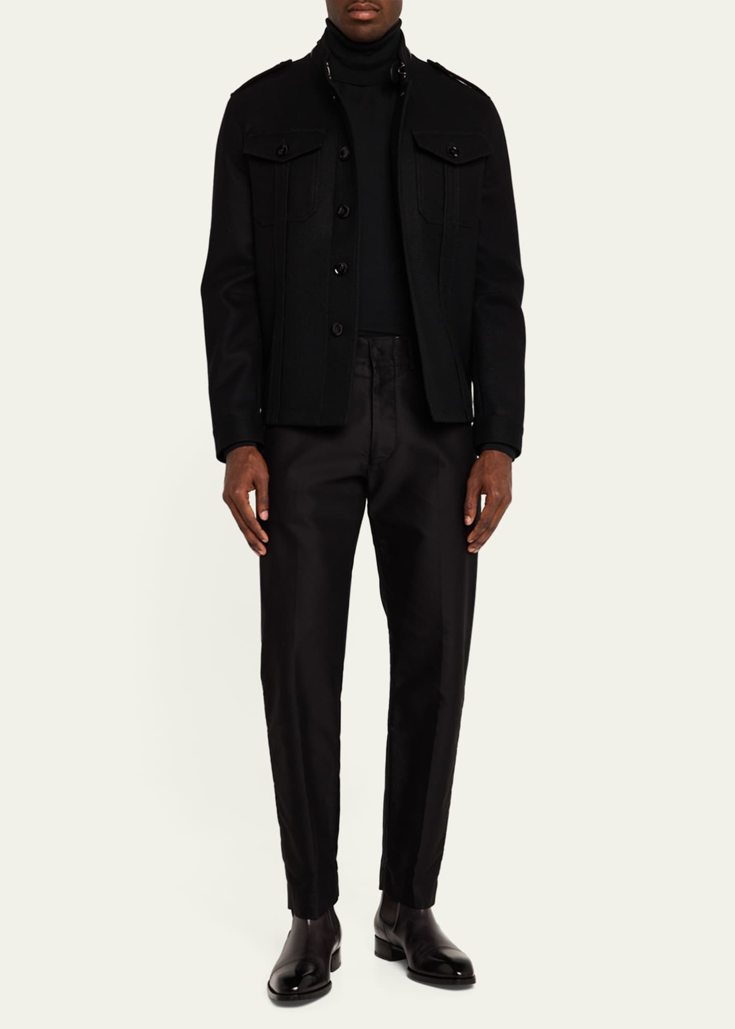 TOM FORD Men's Wool Stand-Collar Overshirt Image 2 of 5