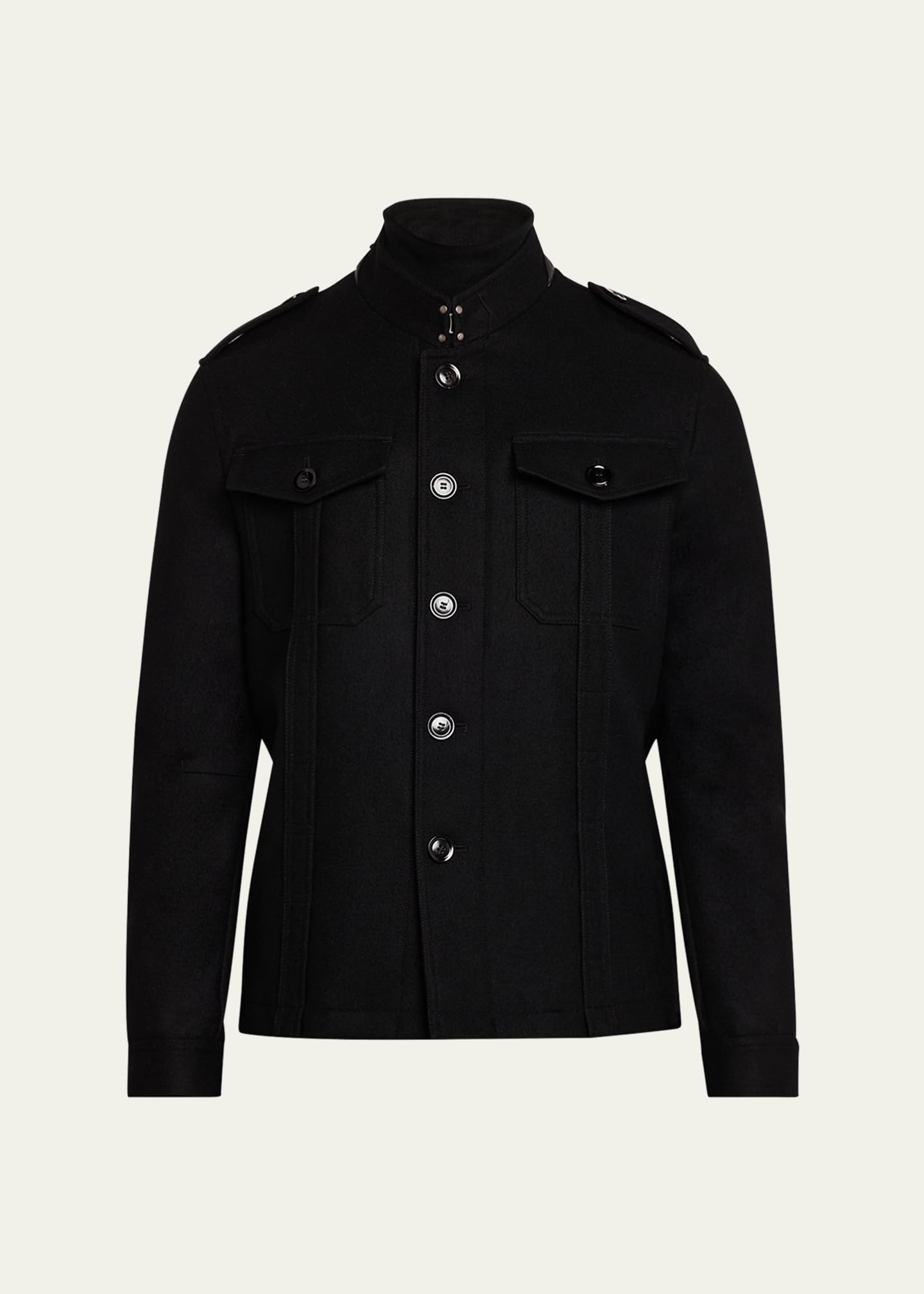 TOM FORD Men's Wool Stand-Collar Overshirt Image 1 of 5