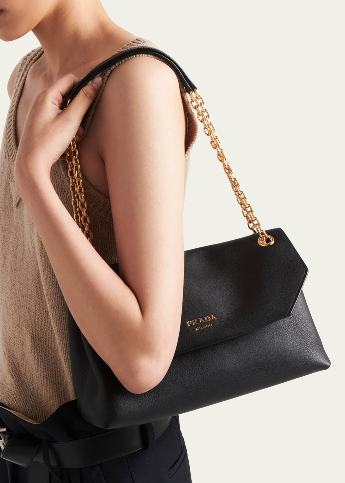 Prada Soft Grain Leather Shoulder Bag Image 2 of 5