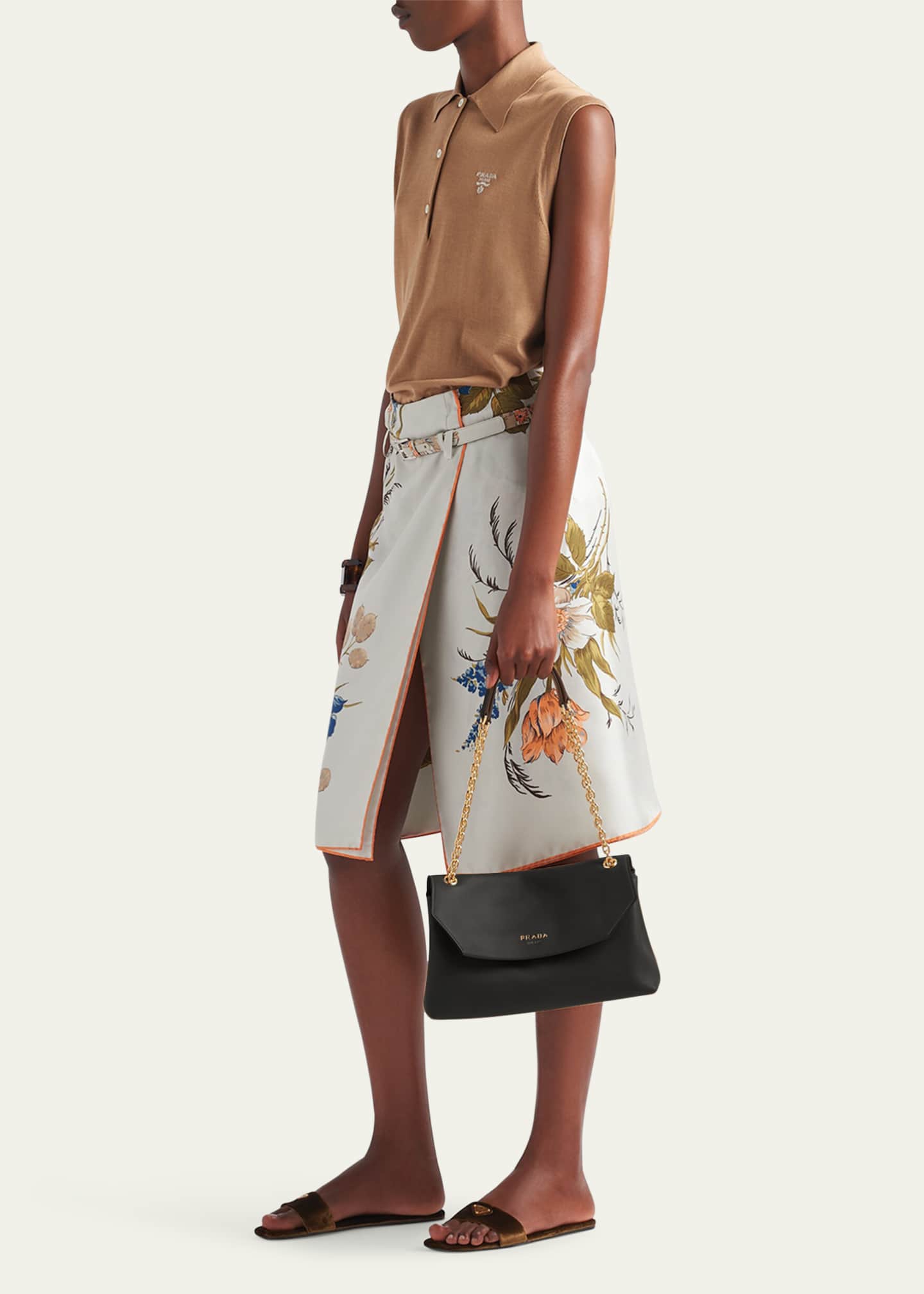 Prada Soft Grain Leather Shoulder Bag Image 5 of 5