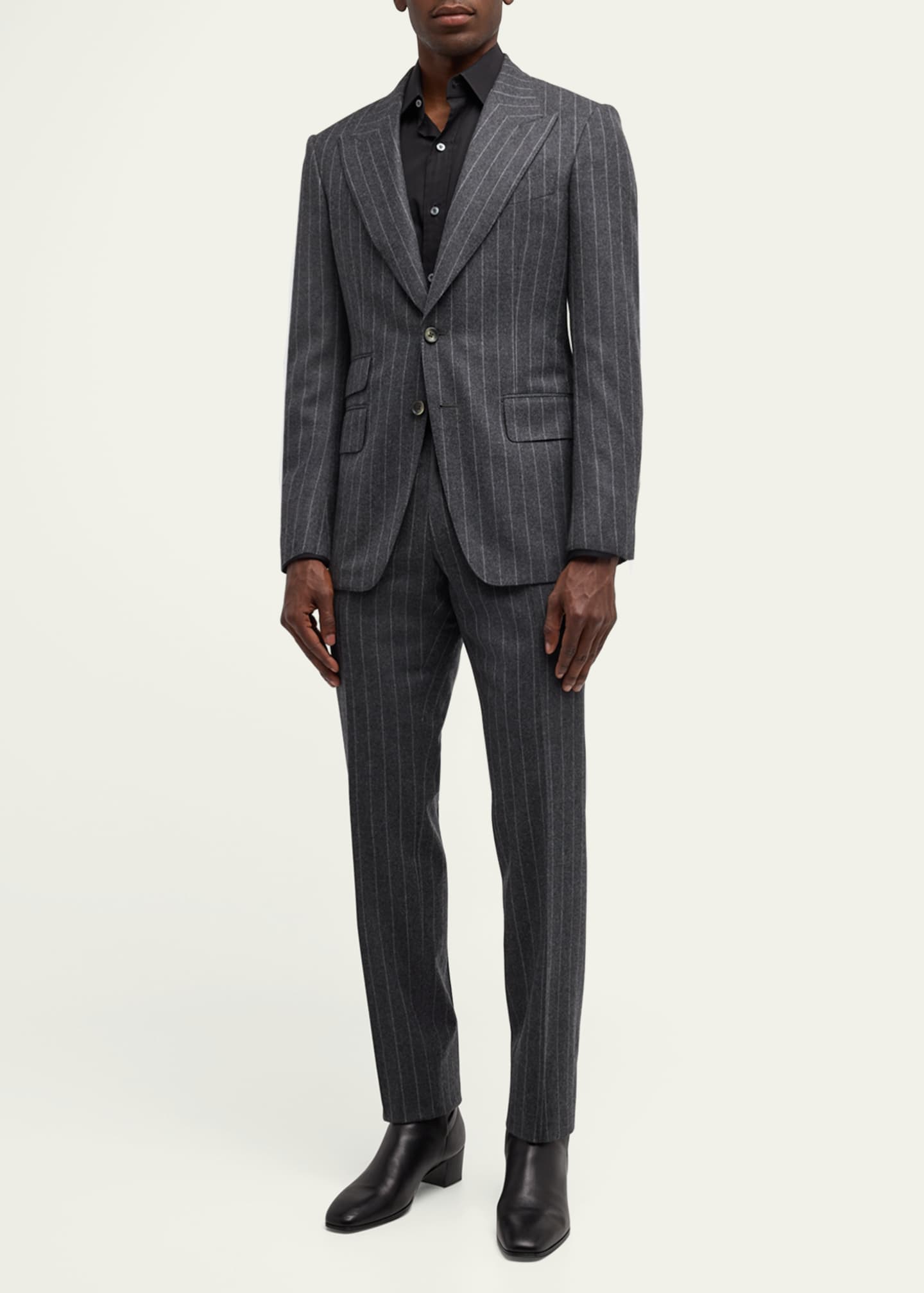 TOM FORD Men's Shelton Flannel Chalk Stripe Suit Image 2 of 8