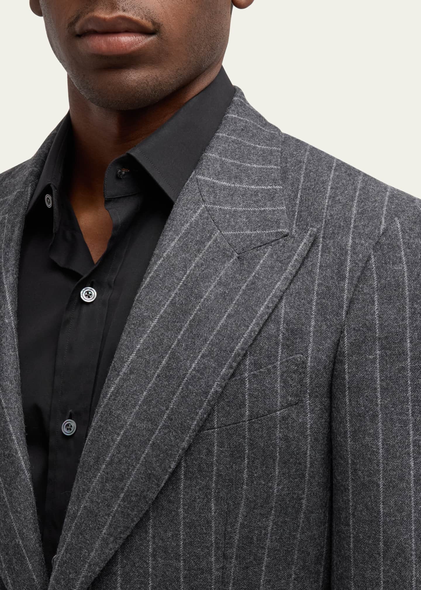 TOM FORD Men's Shelton Flannel Chalk Stripe Suit Image 6 of 8