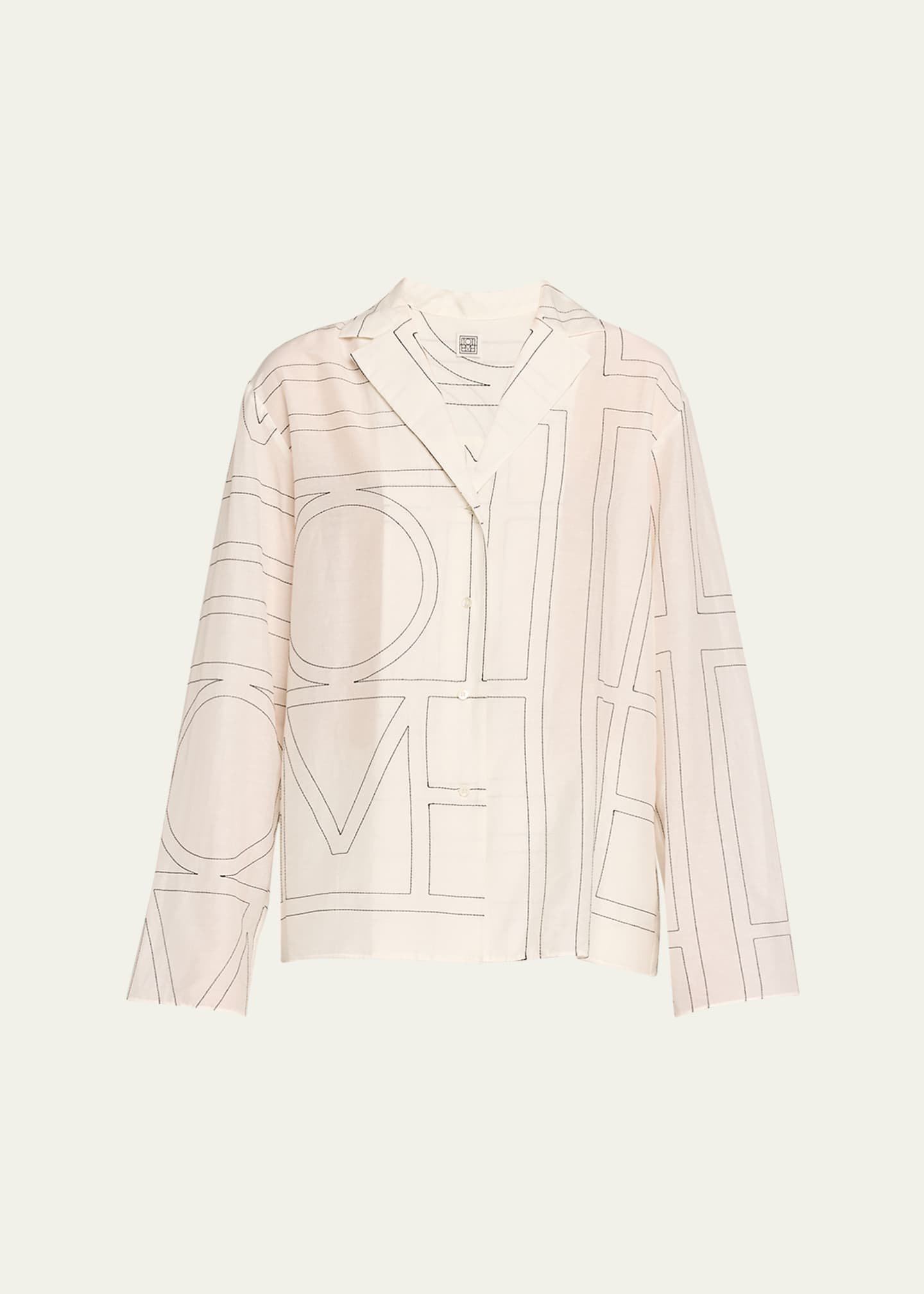 Monogram cotton-blend pj top white/black – TOTEME