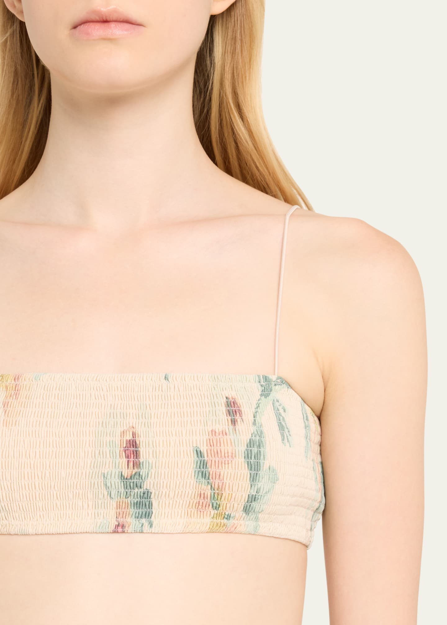 Toteme Faded Floral Smocked Bikini Top Image 4 of 4