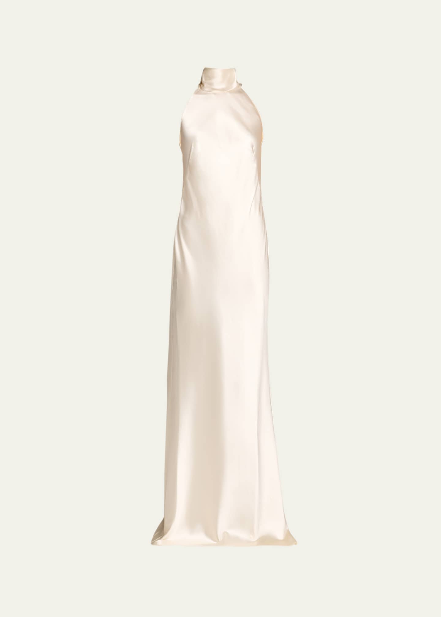 Ralph Lauren Chilton Stretch Satin Evening Dress - Lux Cream