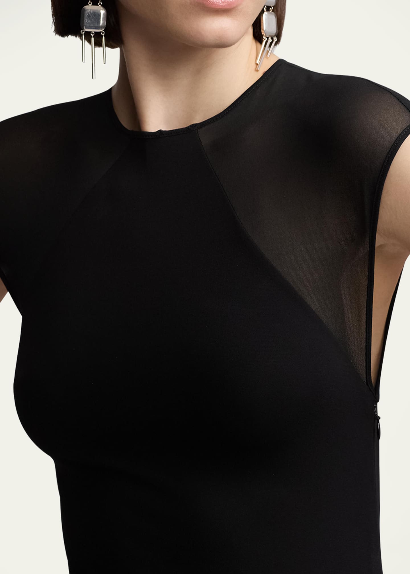 Ralph Lauren Sheer-Sleeve Jersey Column Maxi Dress Image 5 of 5