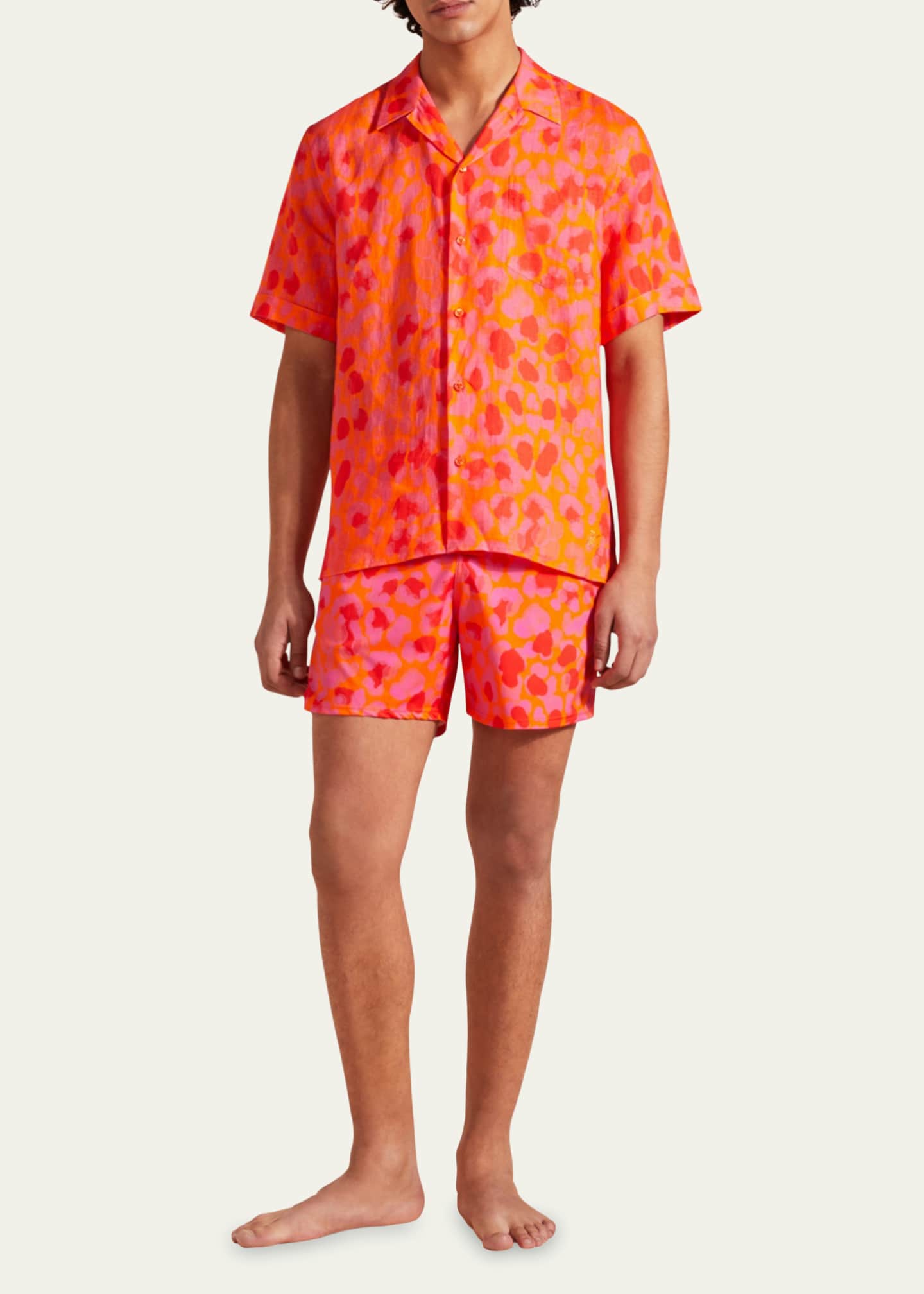Vilebrequin Men's New Leopard Linen Camp Shirt Image 2 of 3