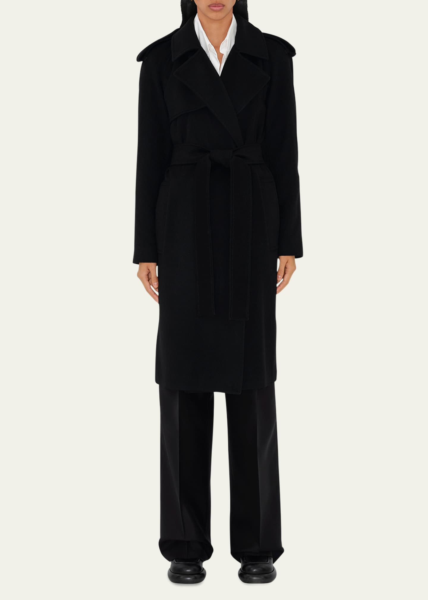 Burberry Cashmere Belted Wrap Trench Coat Image 2 of 5