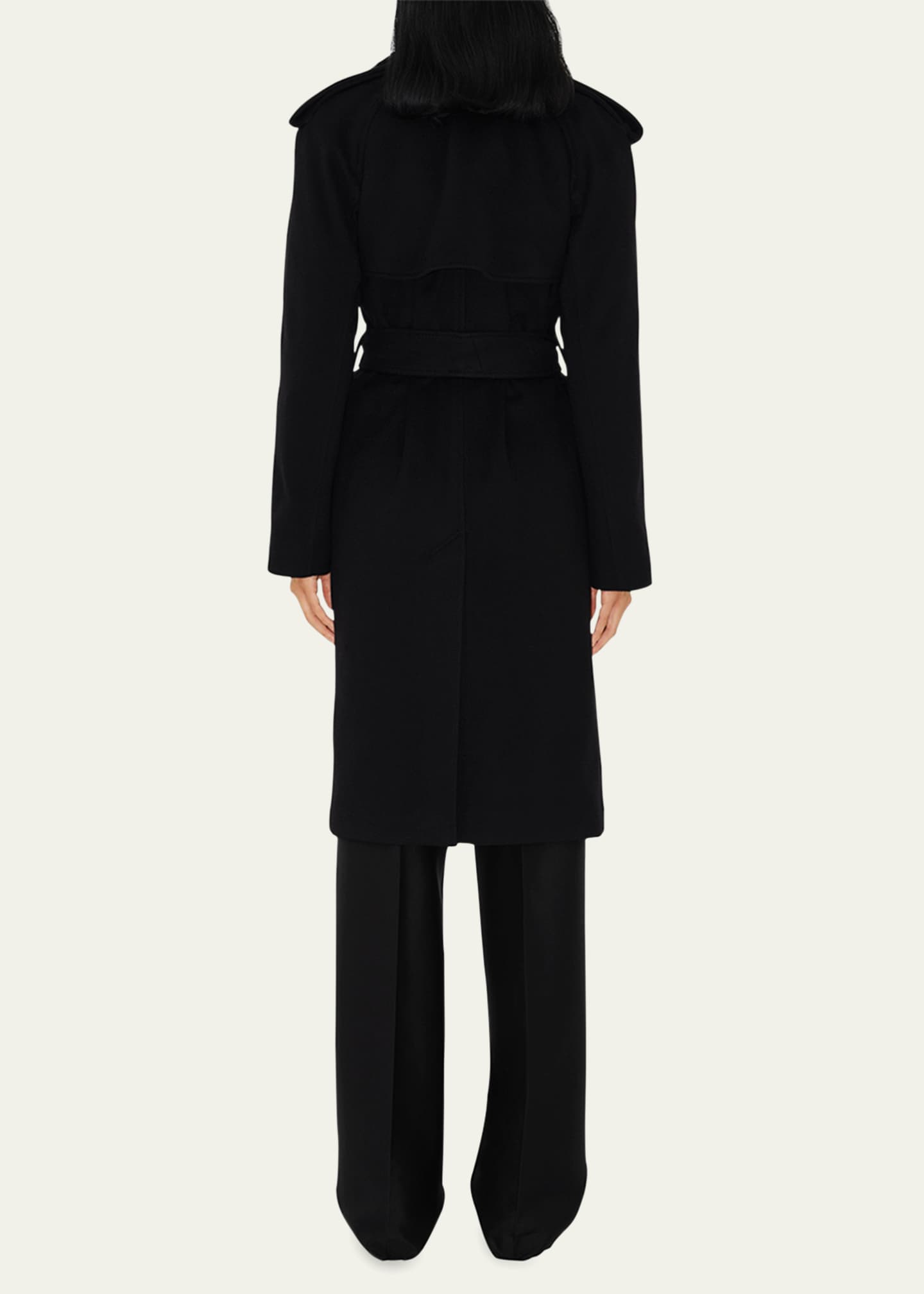 Burberry Cashmere Belted Wrap Trench Coat Image 3 of 5