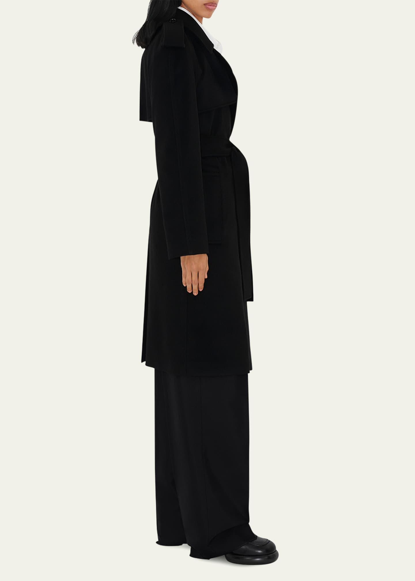 Burberry Cashmere Belted Wrap Trench Coat Image 4 of 5