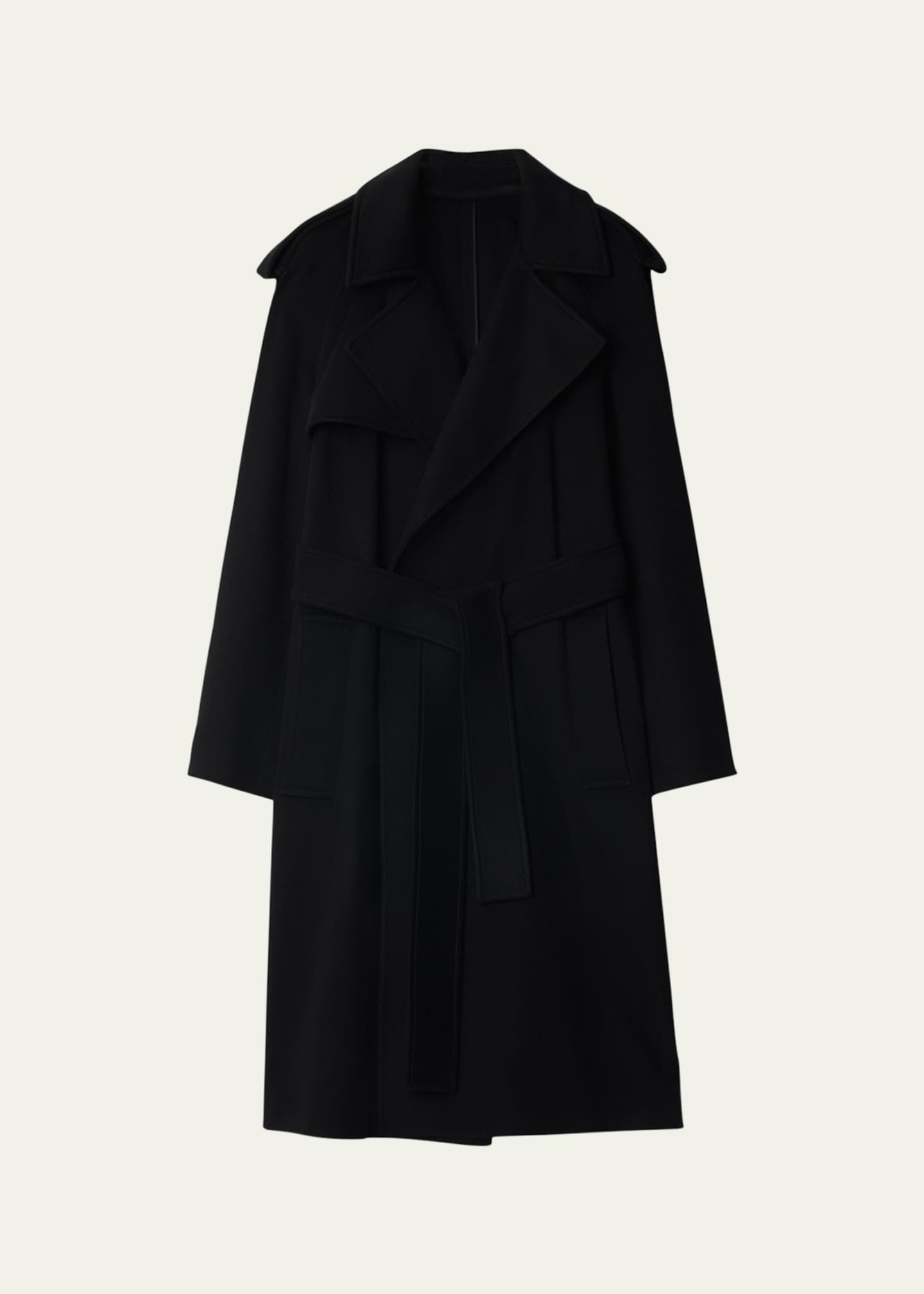 Burberry Cashmere Belted Wrap Trench Coat Image 1 of 5