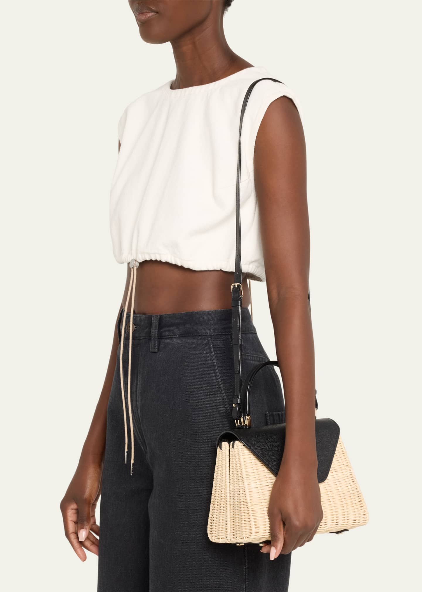 Valextra Iside Small Wicker Top-Handle Bag Image 2 of 5