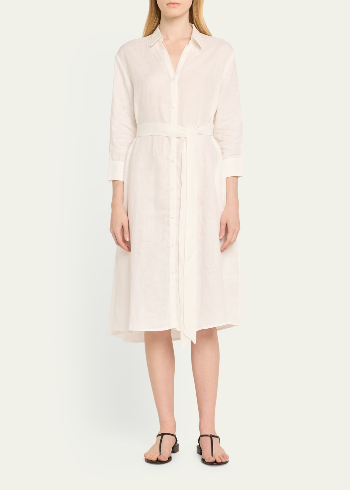Pour Les Femmes Tie-Waist Linen Midi Shirtdress Image 2 of 5