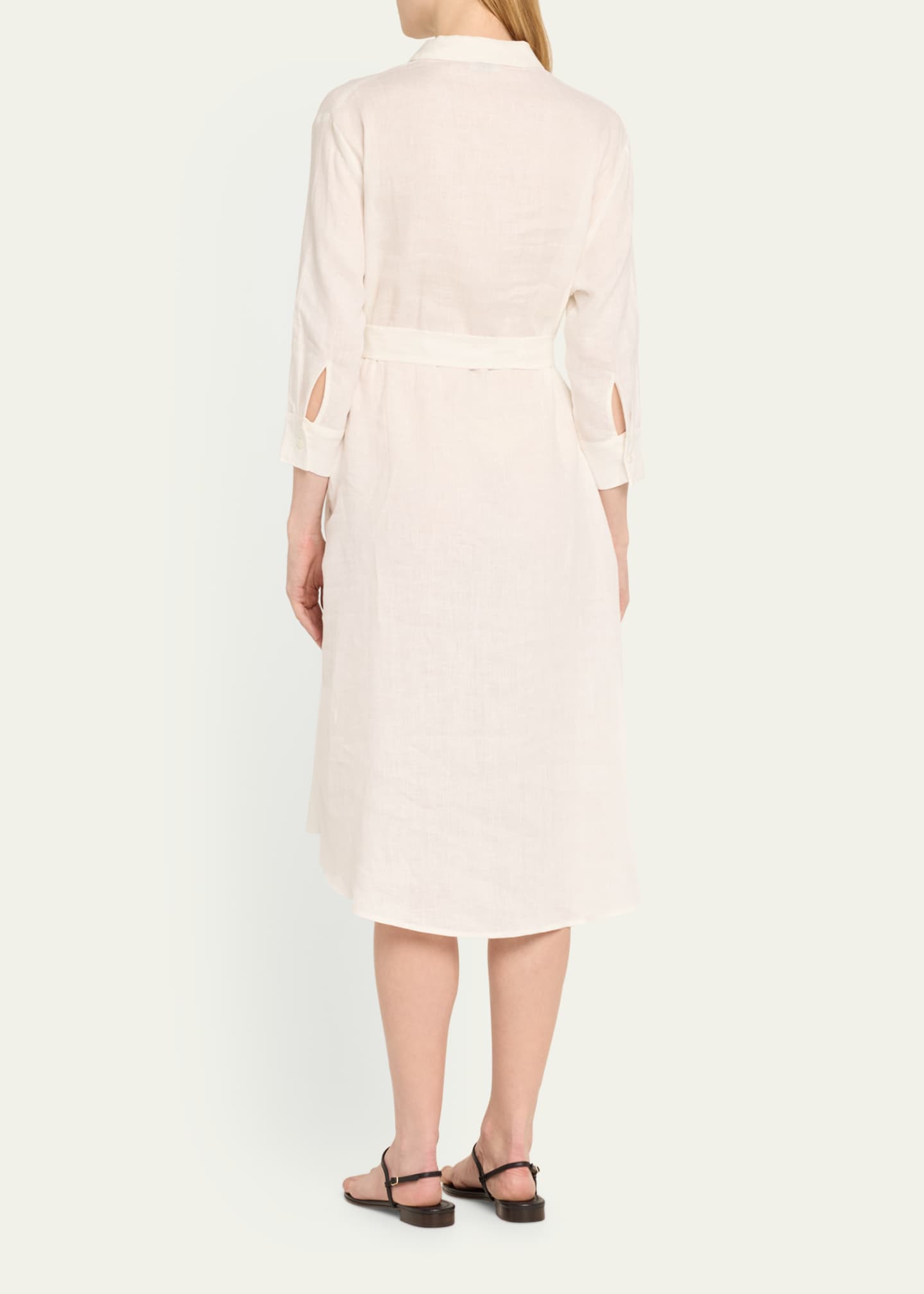 Pour Les Femmes Tie-Waist Linen Midi Shirtdress Image 3 of 5