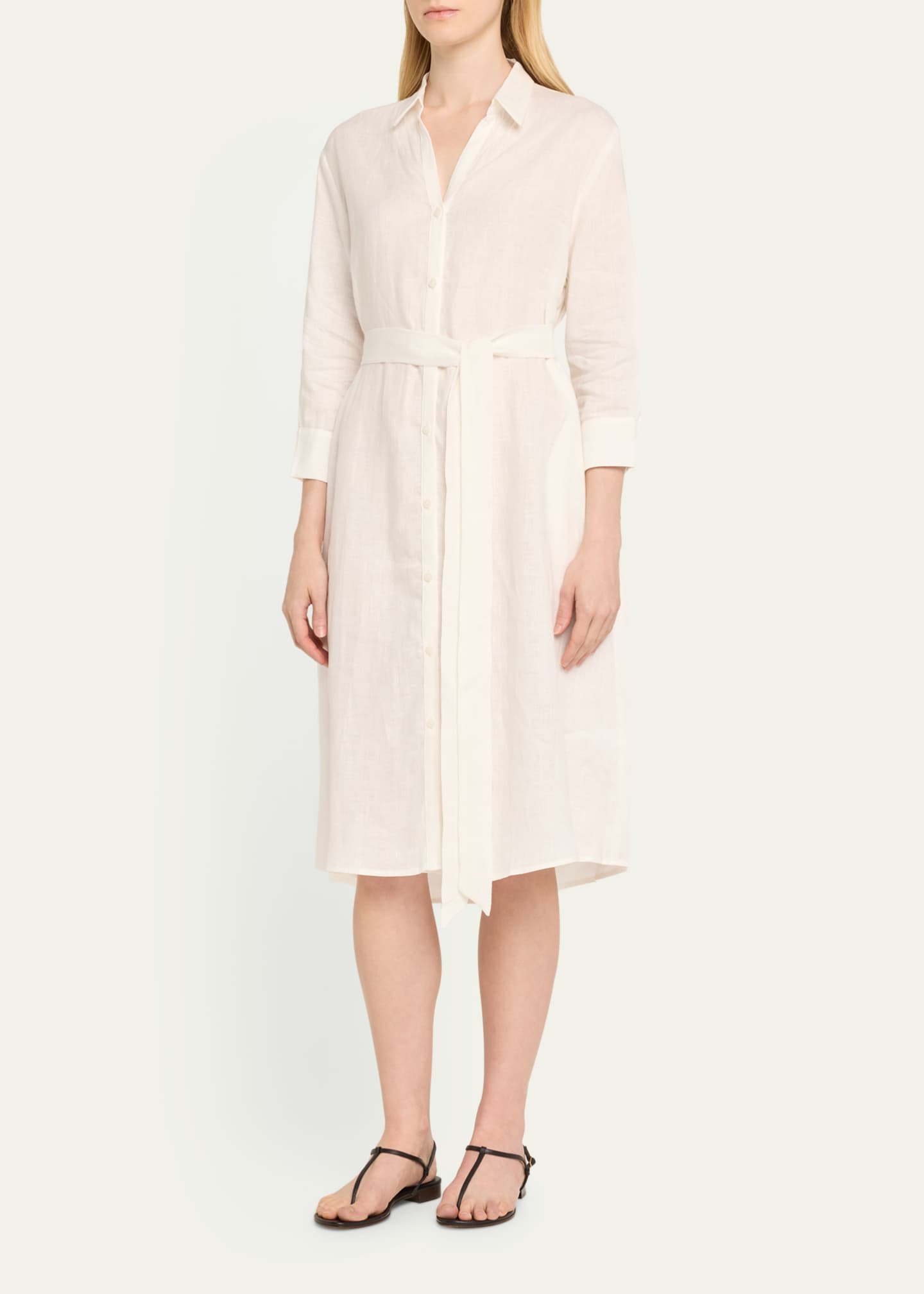 Pour Les Femmes Tie-Waist Linen Midi Shirtdress Image 4 of 5