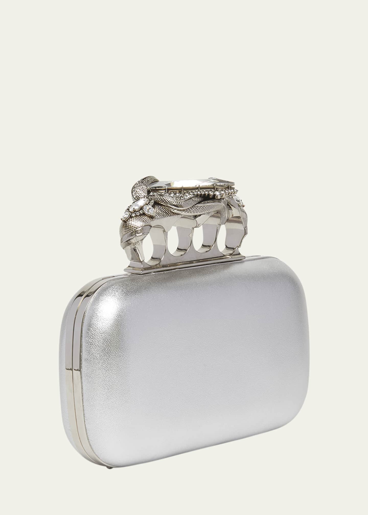 McQueen Four-Ring Metallic Leather Clutch Bag Image 3 of 5