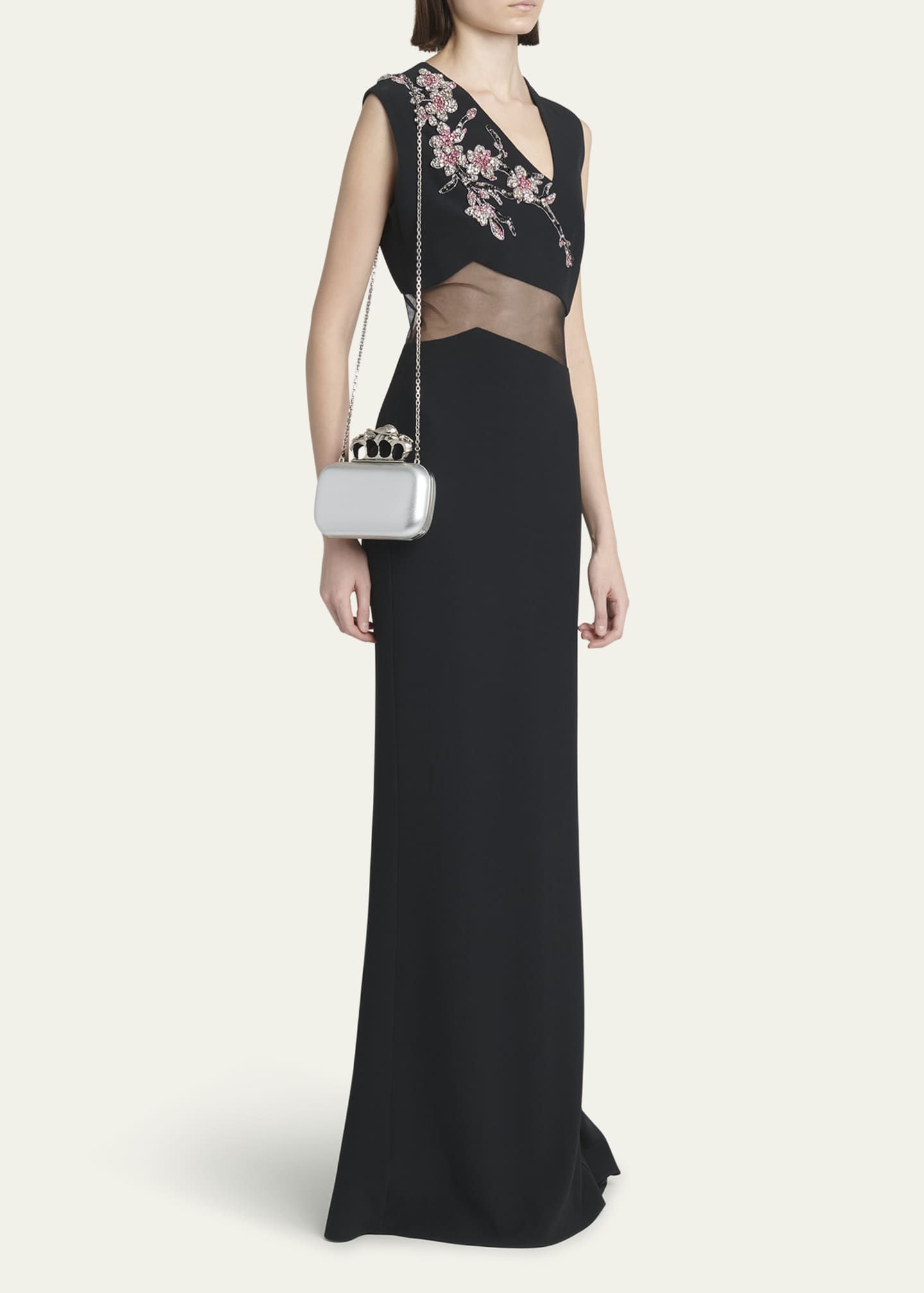 McQueen Four-Ring Metallic Leather Clutch Bag Image 5 of 5
