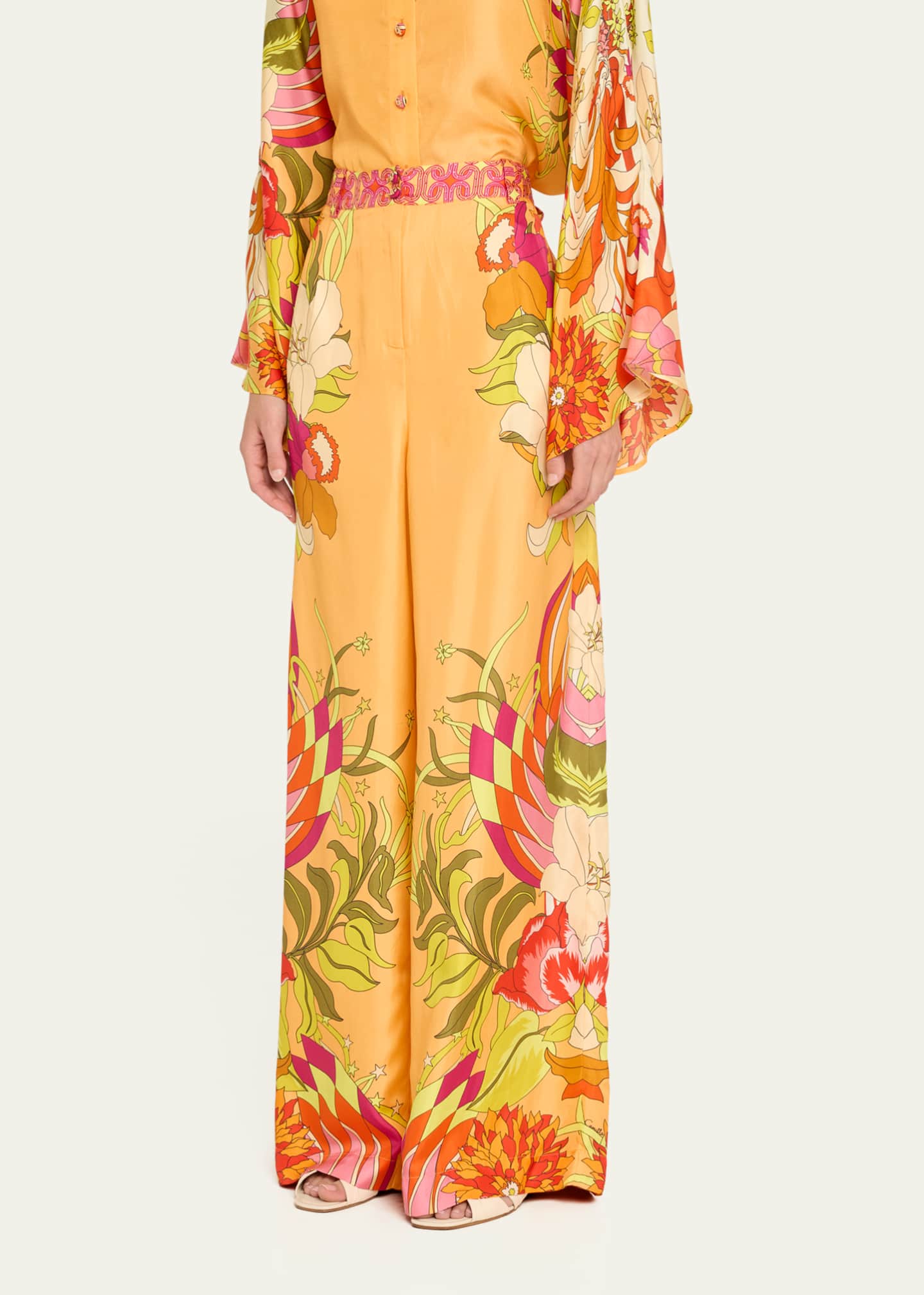 The Flower Child Society Wide-Leg Silk Trousers - Thumbnail 4