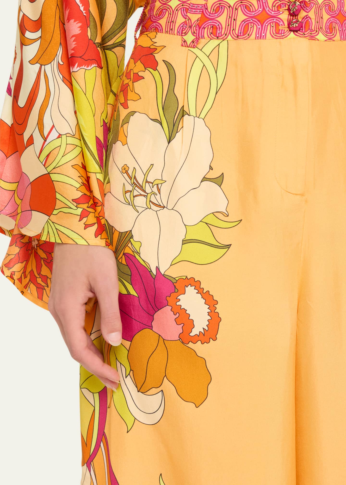 The Flower Child Society Wide-Leg Silk Trousers - Thumbnail 5