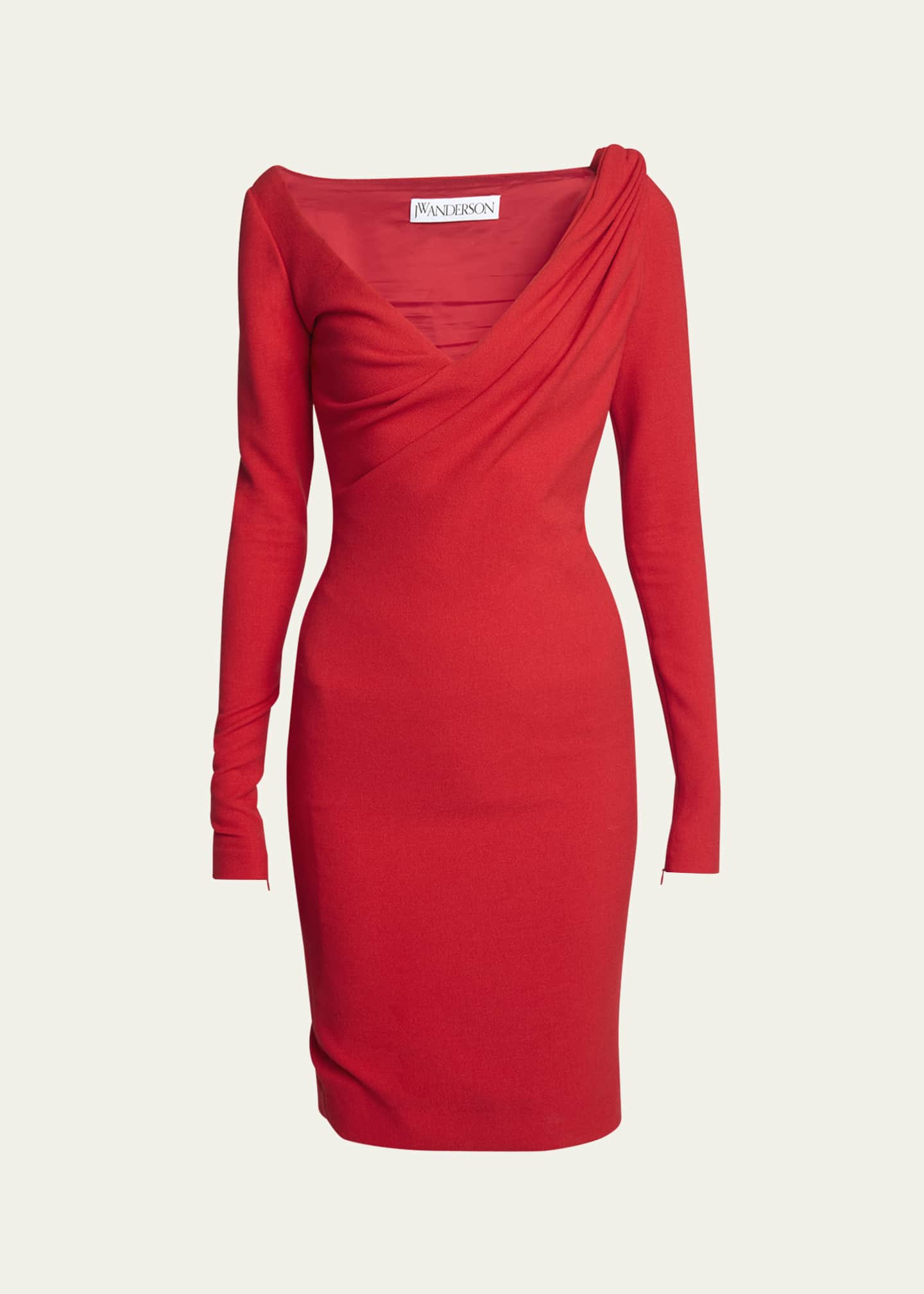 JW Anderson Shoulder Drape V Neck Dress Bergdorf Goodman