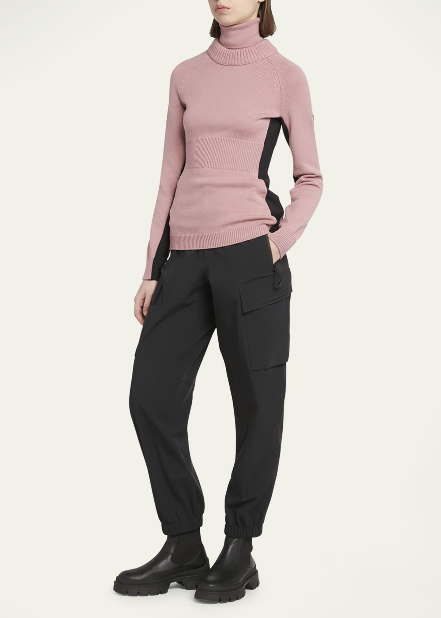 Moncler Grenoble Wool and Fleece Turtleneck Sweater Image 2 of 5