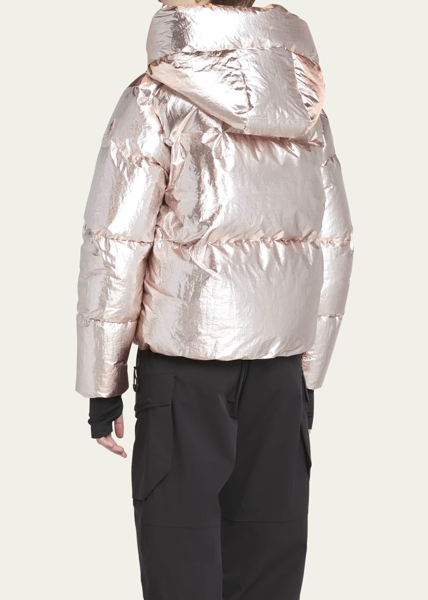 Moncler Grenoble Trevelin Metallic Puffer Jacket with Shearling Trim