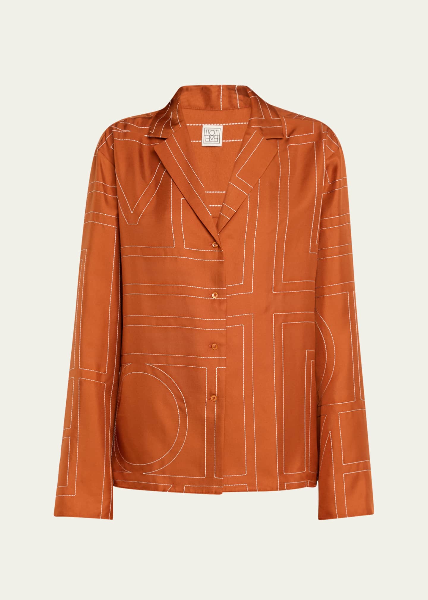 Toteme Monogram Silk Pajama Top - Bergdorf Goodman