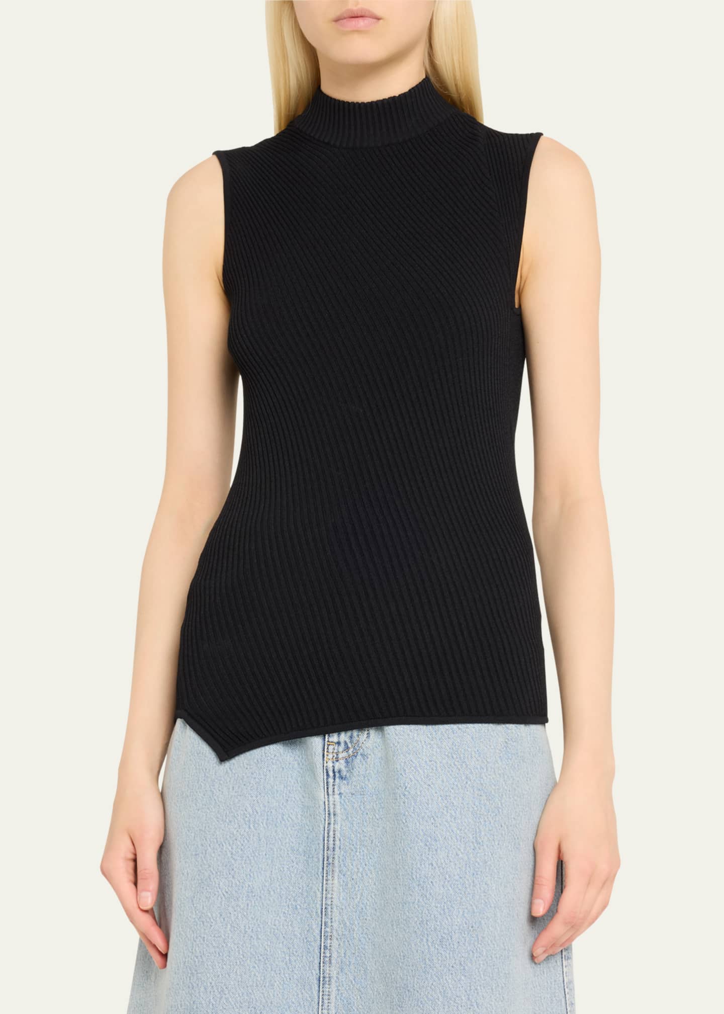 Toteme Asymmetric Ribbed Knit Top Image 4 of 5