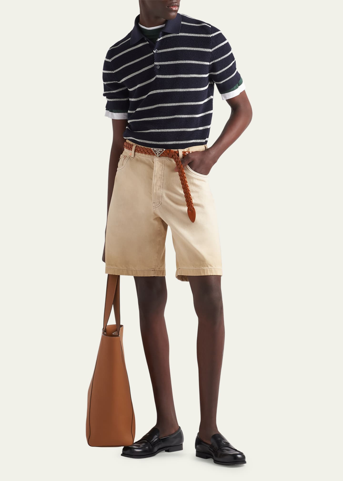 Prada Men's Worn Bull Denim Shorts Image 2 of 4