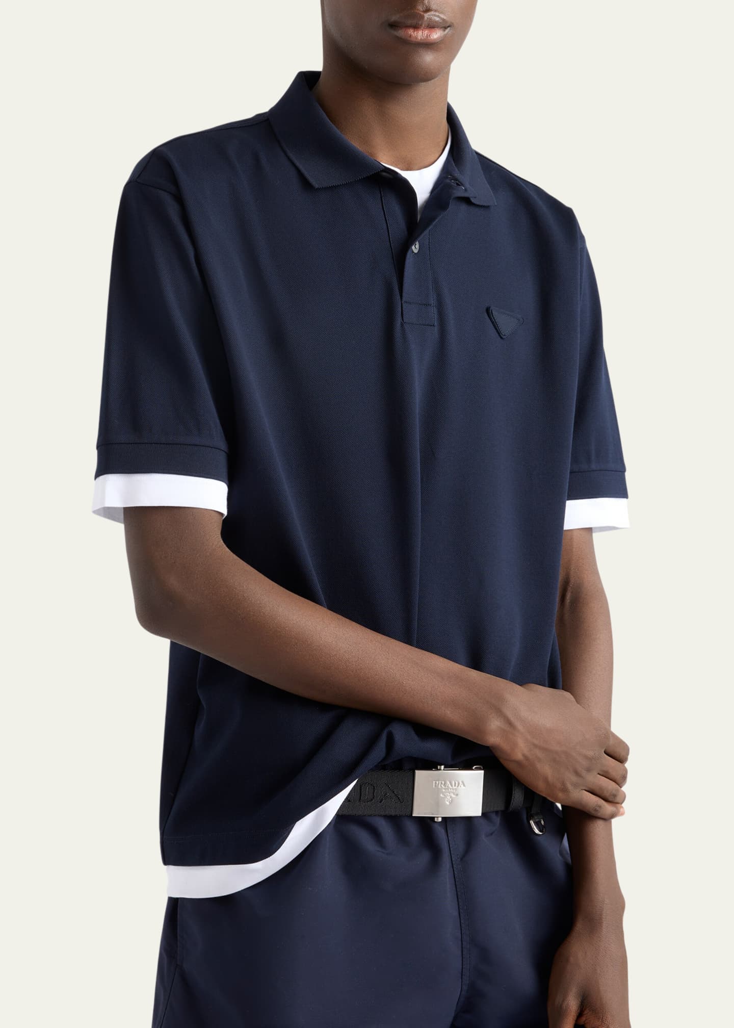 新しいスタイル Prada Men's Double-Layer Polo Shirt - Bergdorf Goodman トップス
