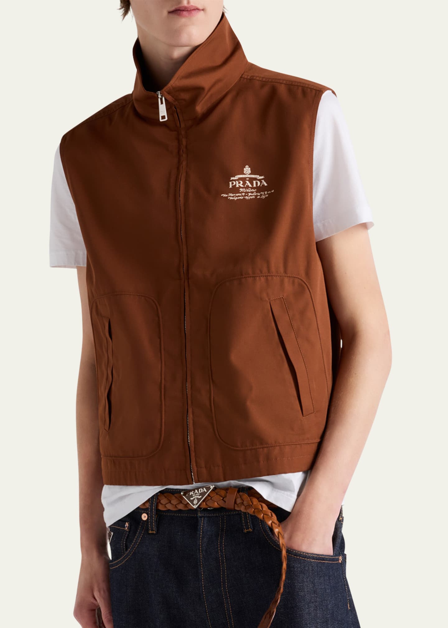 Prada Men's Archive Cotton-Blend Vest Image 4 of 4