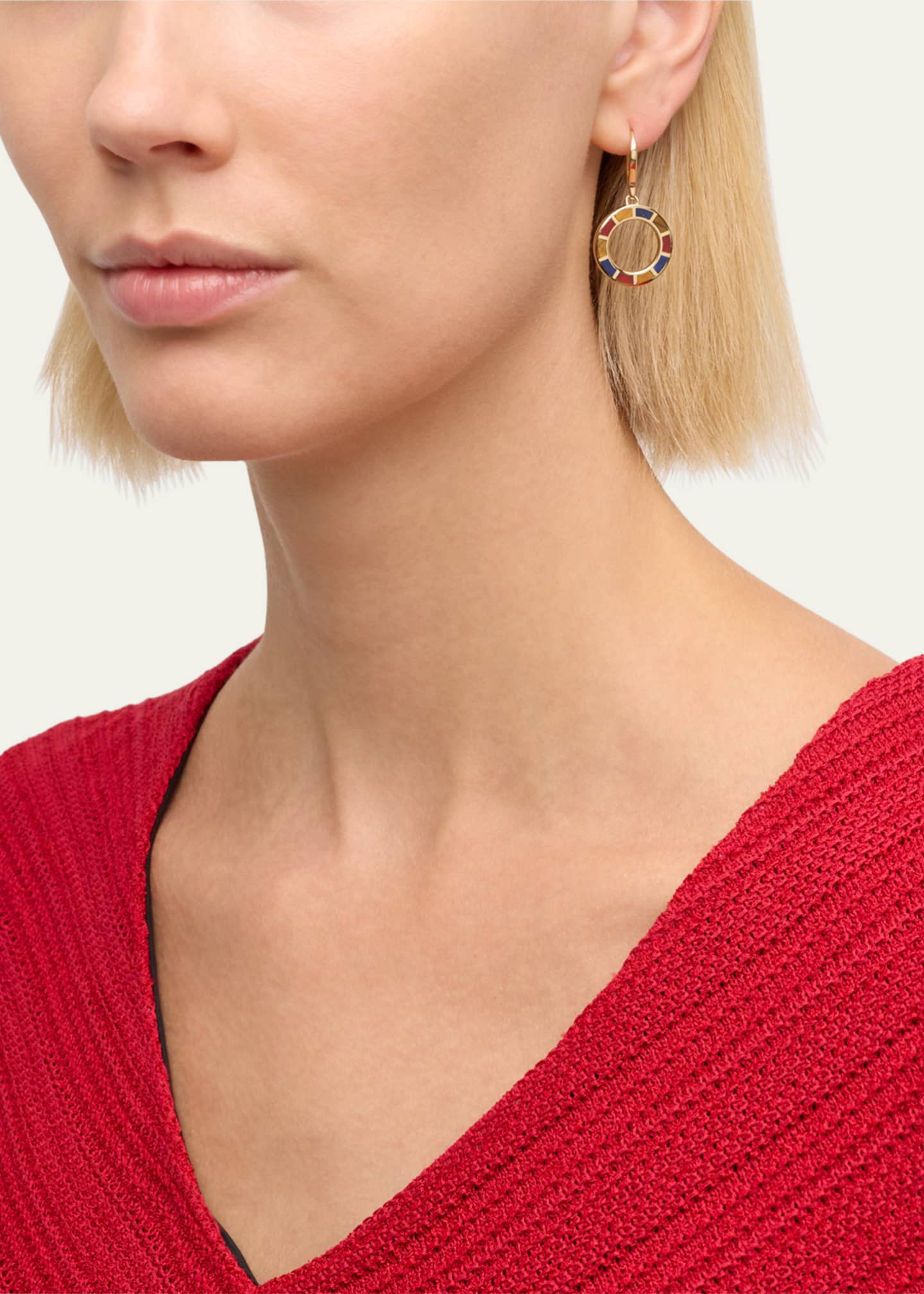 Jan Leslie 18K Gold Plated Dash Circle Drop Earrings Image 2 of 5