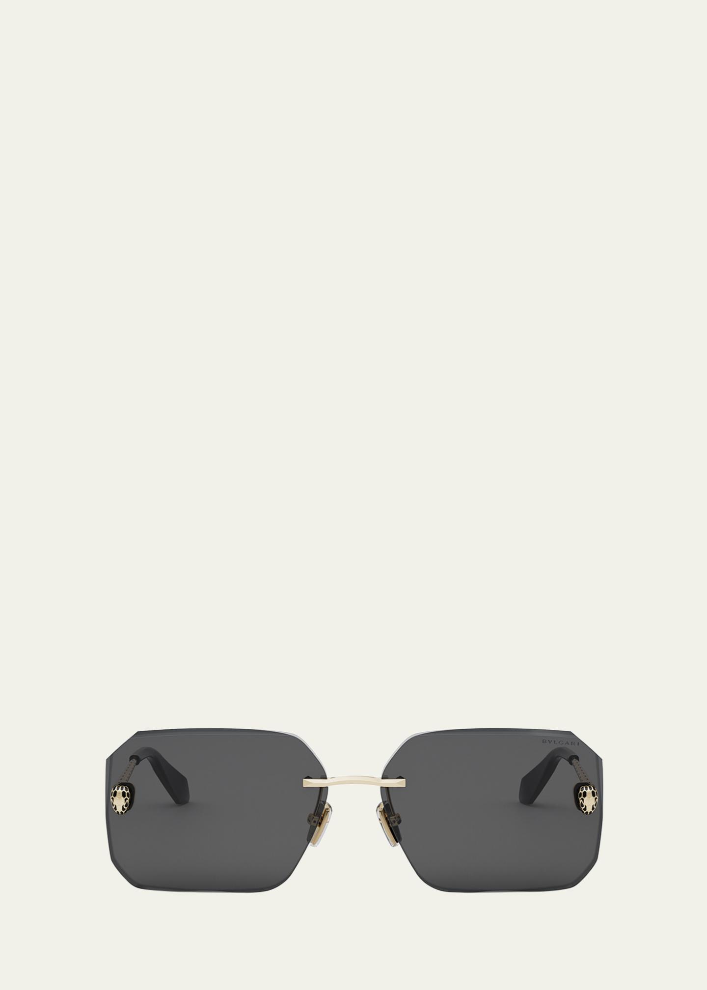Bvlgari Serpenti Rimless Solid Black Lens Sunglasses BVLGARI Serpenti Rimless Metal & Nylon Shield Sunglasses  main image 4
