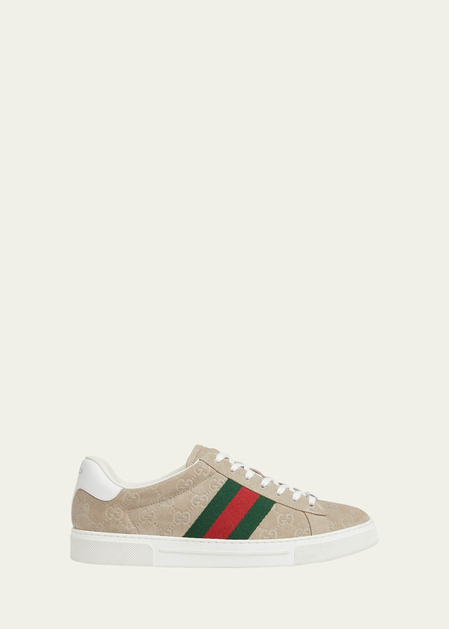 Gucci Men's Ace Suede Monogram Low-Top Sneakers Image 1 of 3