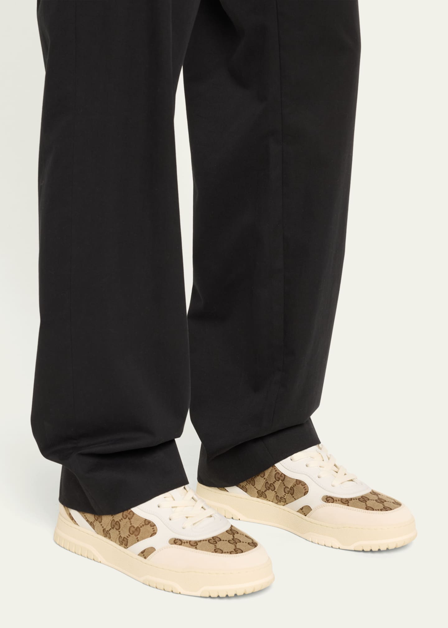 Gucci Men's Re-Web GG Supreme Canvas and Leather Sneakers Image 2 of 6