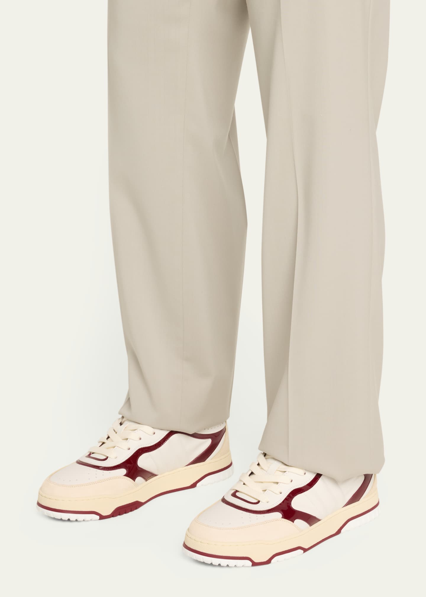 Gucci Men's Re-Web Suede and Calf Patent Leather Sneakers Image 2 of 5