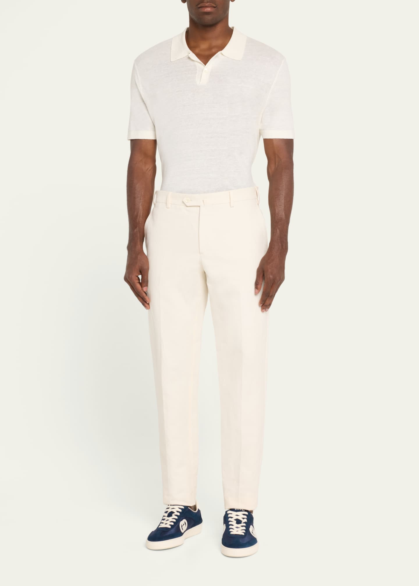 Gucci Men's G74 Canvas and Suede T-Toe Low-Top Sneakers Image 3 of 5