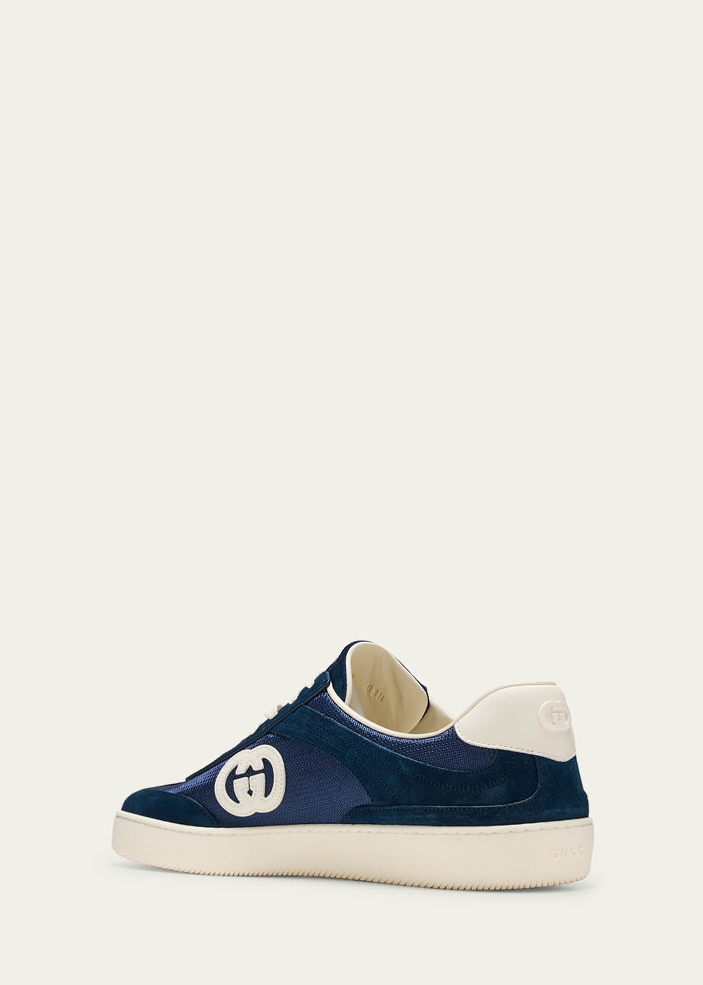Gucci Men's G74 Canvas and Suede T-Toe Low-Top Sneakers Image 4 of 5