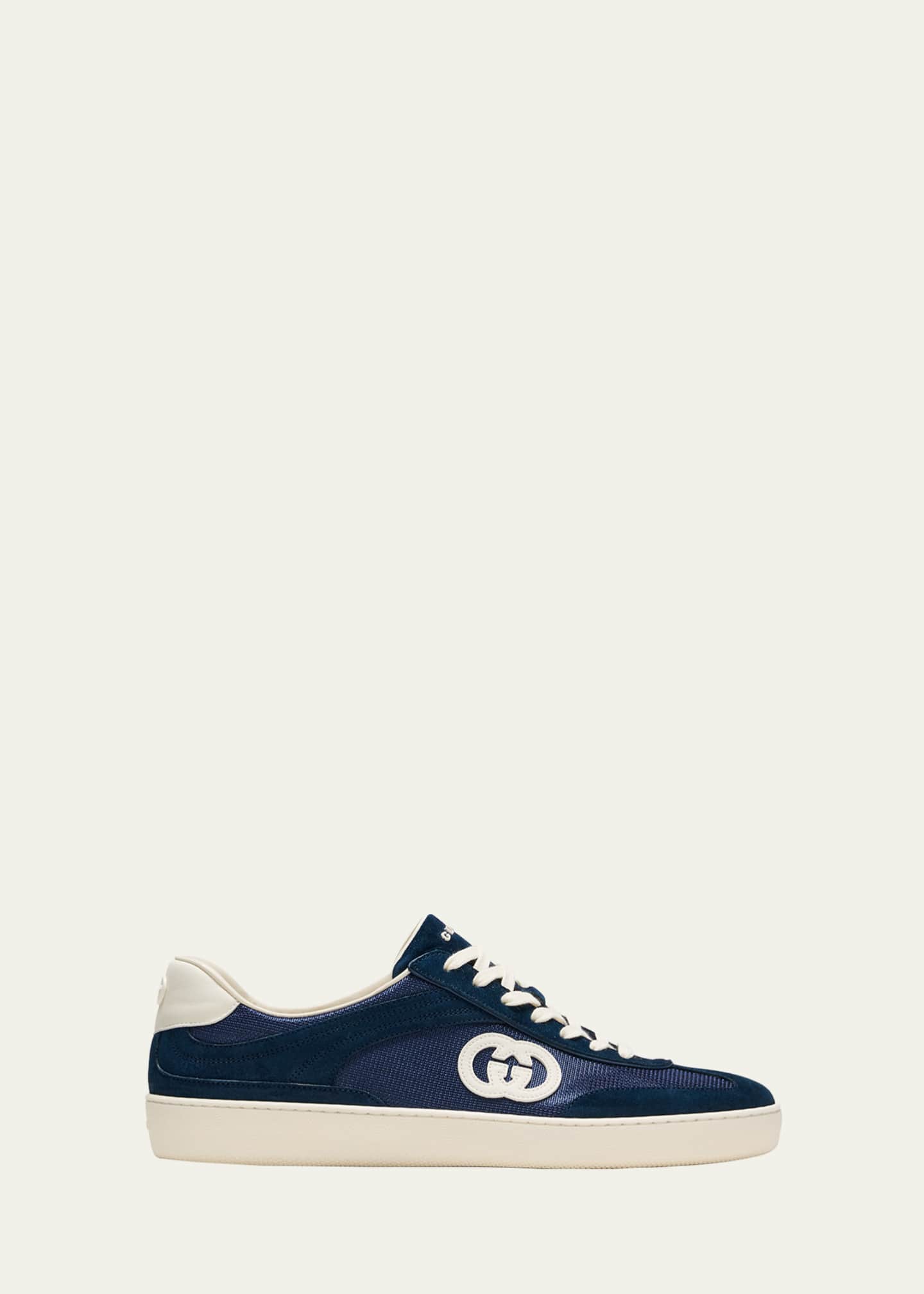 Gucci Men's G74 Canvas and Suede T-Toe Low-Top Sneakers Image 1 of 5