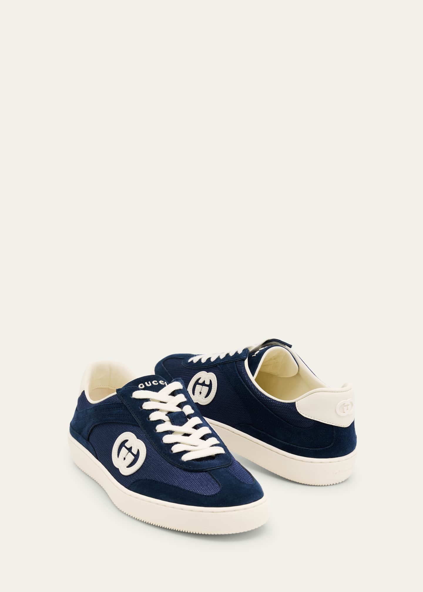 Gucci Men's G75 Canvas and Suede T-Toe Low-Top Sneakers - Bergdorf