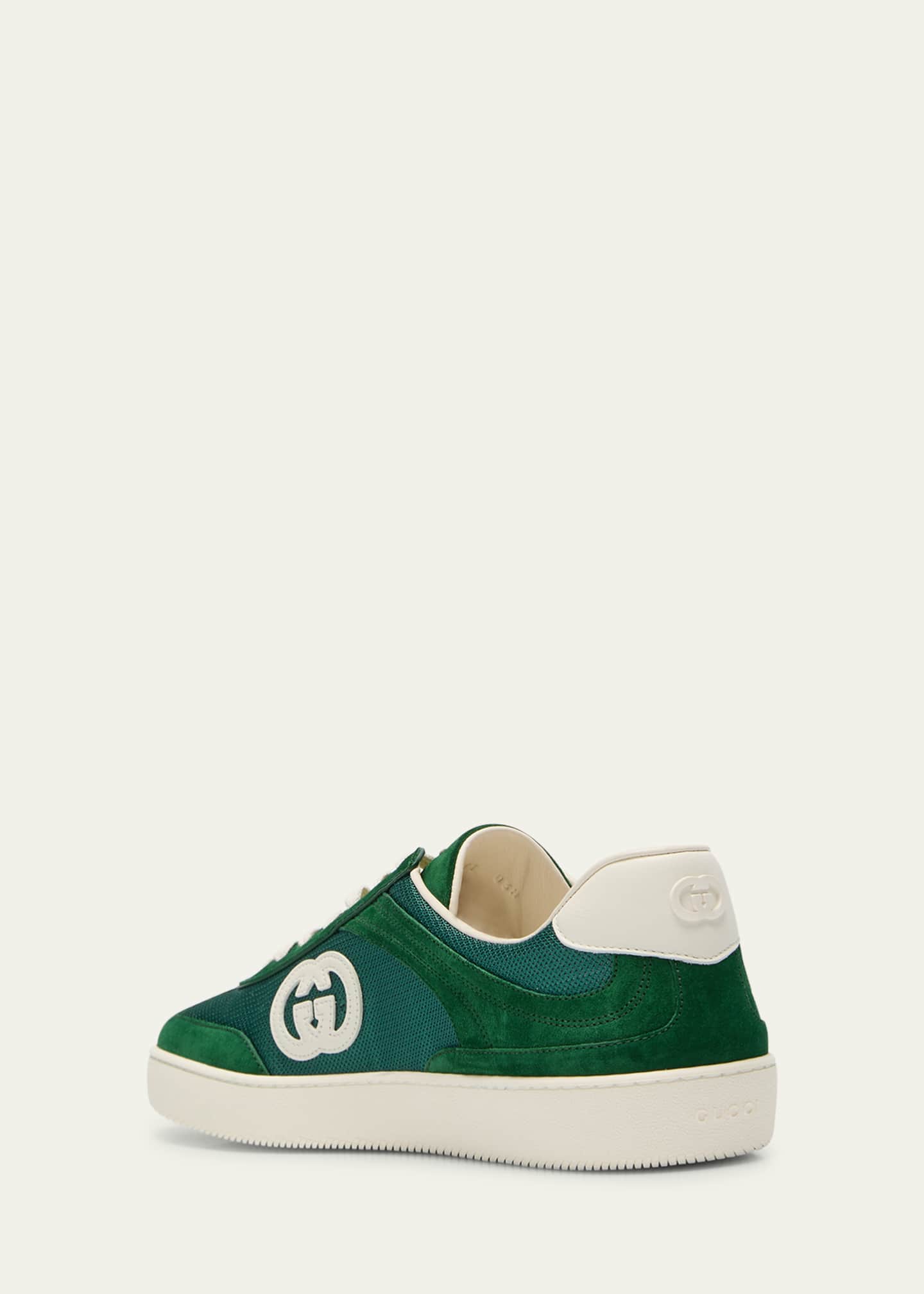 Gucci Men's G75 Canvas and Suede T-Toe Low-Top Sneakers Image 4 of 5
