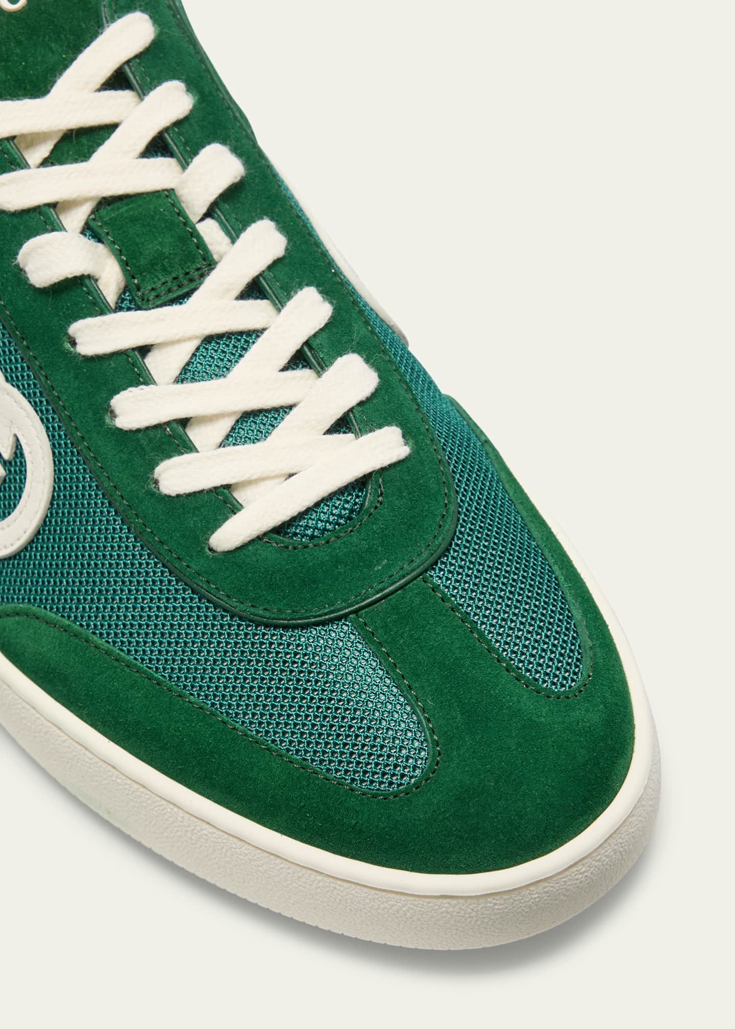 Gucci Men's G75 Canvas and Suede T-Toe Low-Top Sneakers Image 5 of 5