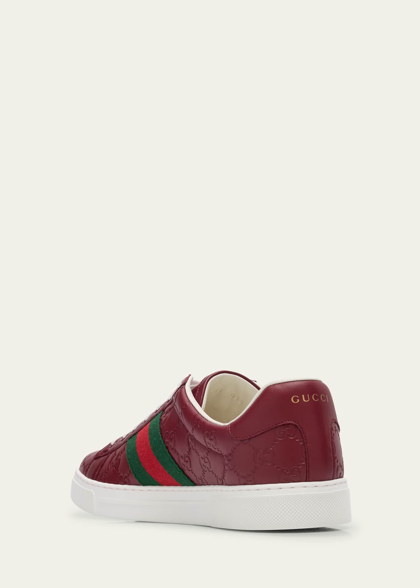 Gucci Men's Ace GG Embossed Leather Low-Top Sneakers Image 2 of 4