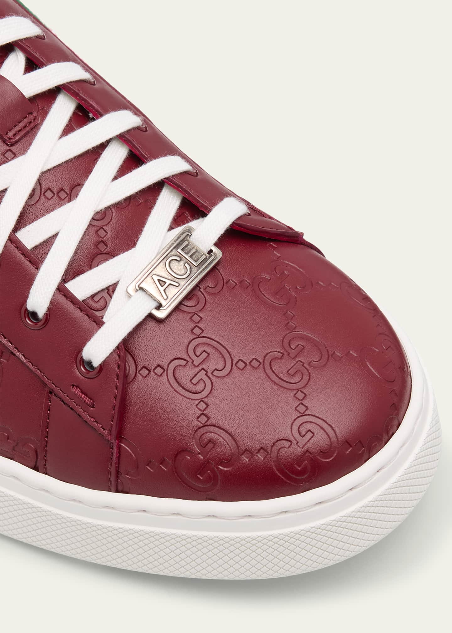 Gucci Men's Ace GG Embossed Leather Low-Top Sneakers Image 4 of 4