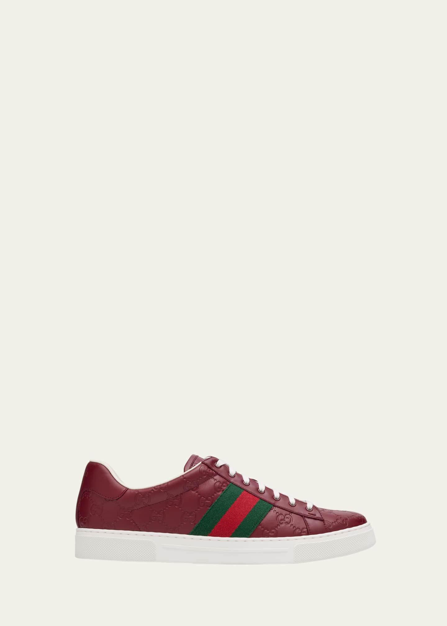 Gucci Men's Ace GG Embossed Leather Low-Top Sneakers Image 1 of 4