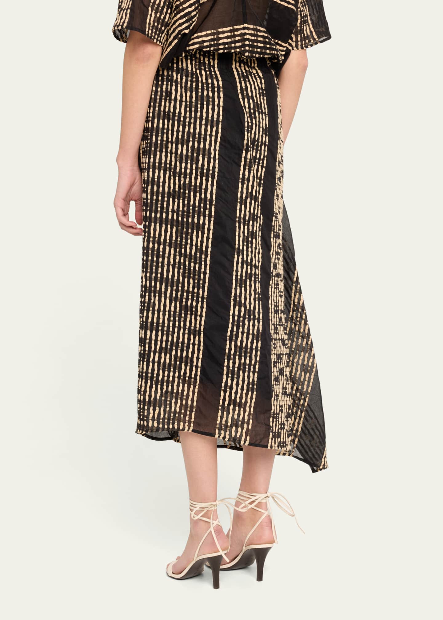 Zero + Maria Cornejo One Woven Stripe Asymmetric Midi Skirt Image 3 of 5